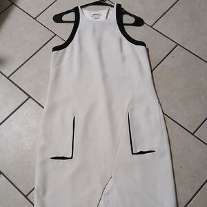 HELMUT LANG Womens Size 6 White and Black Sleeveless Midi Dress